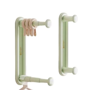 Imagem de Prateleira de armazenamento para lavandaria, organizador empilhador de cabides, retrátil de camada dupla, multifuncional, sem perfurações, para máquina de secar/máquina de lavar (verde)