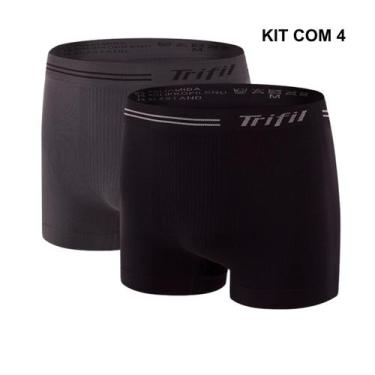 Imagem de Kit 4 Cuecas Boxer Anatomica Microfibra Sem Costura Trifil, M, PretoCi