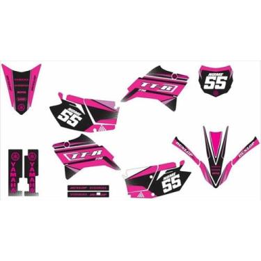 Imagem de Kit Adesivo Moto Cross Trilha Ttr 230 Rosa E Preto Lm169 - Spts