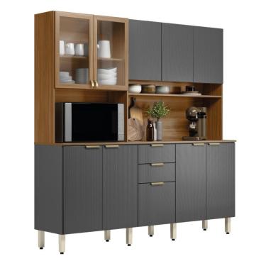 Imagem de Cozinha Compacta Amora 10 Portas 2 Gavetas Amora Amendola/grafito Prime Tx Demobile Amendola/grafito Prime Tx