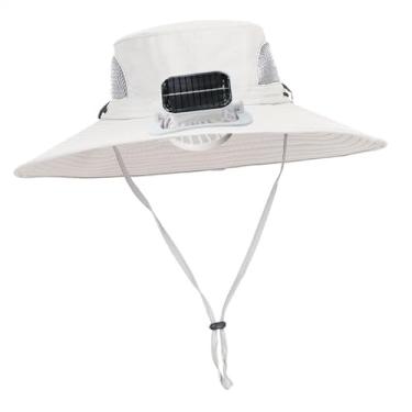 Imagem de simhoa Chapéu de proteção solar infantil com ventilador solar, aba larga, respirável, prático, leve, recarregável, com ventilador, para praia e verão, Cinza Claro