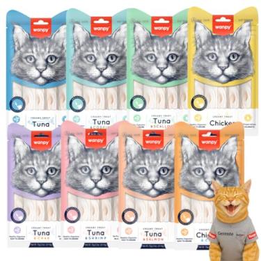 Imagem de Petisco para Gatos Wanpy Creamy Premium Truly Churu – Frango, Atum, Caranguejo, Salmão – Kit Todos Sabores 40 Tubos de 14g (Total 560g)