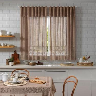 Imagem de Cortina de Cozinha Valência Lisa em Renda Elegante 2,8m x 1,2m + 20cm 