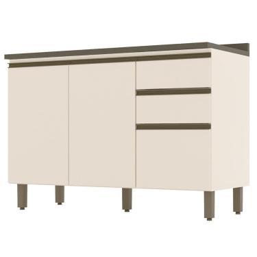 Imagem de Balcão Pia 2 Gavetas 3 Portas Off White-duna Com Tampo Connect - Móveis Henn Off White