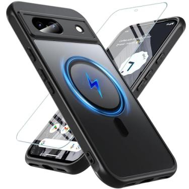 Imagem de OWKEY Capa para Google Pixel 8A de 6,1 polegadas, capa magnética para Pixel 8A com protetor de tela [compatível com Magsafe] [teste de queda de grau militar] capa protetora de telefone fosca