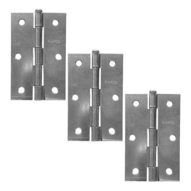 Imagem de Kit 3 Dobradiça para Porta De Madeira Interna 3,5x2,5 Galvanizada + Pa