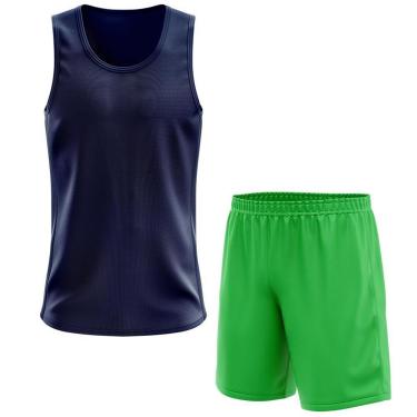 Imagem de Kit Calção Short Futebol Basquete Verde + Regata Masculina Lisa Básica Dry-Masculino