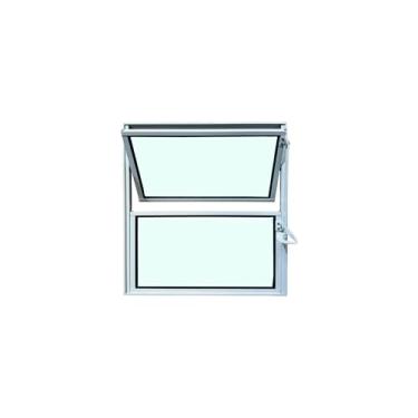 Imagem de Vitrô Basculante 1 Seção 40x40 Linha Esmeralda – Alumínio Branco, Vidro Liso 3mm - Lumineziri Esquadrias