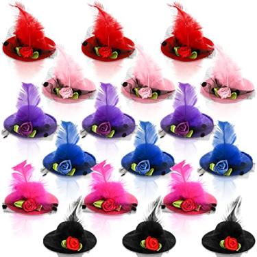 Imagem de DEAYOU 18 Pack Mini Hat Clips, Hairpin Fascinator with Ribbon Flowers for Costume Accessory, 6 Colors