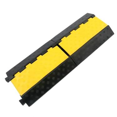 Imagem de YELACK Protetor de cabo de rampa de borracha, rampas, proteção de mangueira de arame, 3 canais, plástico de borracha, cobertura de cabo de plástico para asfalto, concreto, cascalho, entrada de