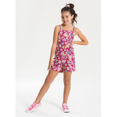 Imagem de Conjunto Verão Menina Pink Cropped Alcinha e Short Corações do Mar - M