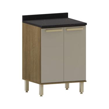 Imagem de Balcão de Cozinha com Tampo 60cm 2 Portas Isis Luciane Móveis