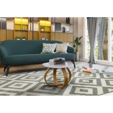 Imagem de Mesa de Centro para Sala de Estar Inovare Tampo Vidro Marrom/Branco