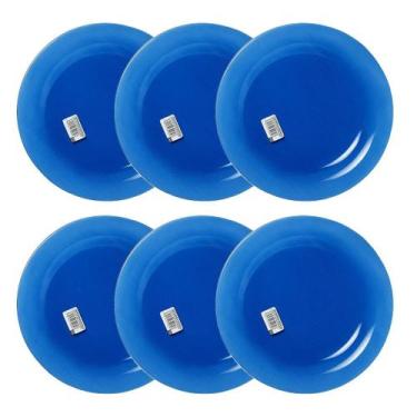 Imagem de Prato Raso De Vidro Diamante Sky Azul 22,4Cm 6Un Nadir 5837 - Nadir Fi