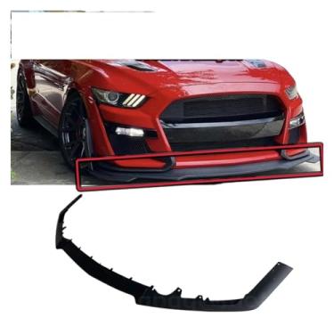 Imagem de 3 peças de substituição de lábio frontal estilo GT500 compatível com Mustang 14-21 spoiler de para-choque dianteiro de carro divisor preto fosco preto brilhante AMMP(Glossy Black)