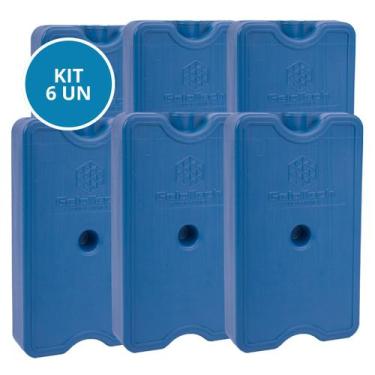 Imagem de Kit 6 Gelo Placa Gel Artificial Reutilizável Rígido 500ml Alta Capacid