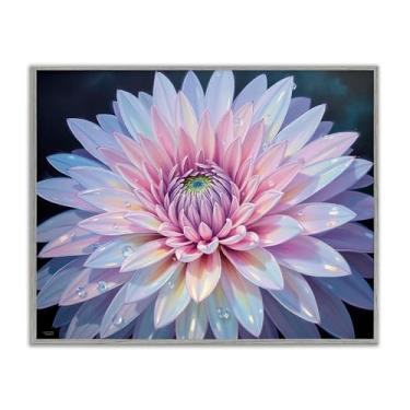 Imagem de Stupell Industries Dew Kissed Pink Chrysanthemum Gray Framed Giclee Art Design por Tabz Jones, 16 x 20