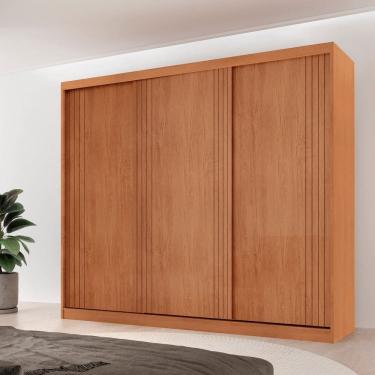 Imagem de Guarda-roupa Casal 100% Mdf 3 Portas de Correr 4 Gavetas e 6 Prateleiras Chile Naturalle
