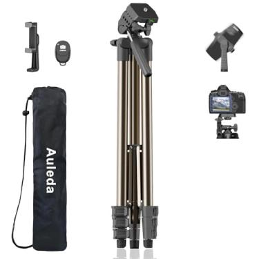 Imagem de Tripé de câmera de 1,78 cm de alumínio para tripé alto compatível com Canon Nikon com suporte de telefone remoto sem fio e bolsa de carga máxima de 3 kg VT-831HYS