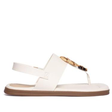 Imagem de Sandália Rasteira Feminina Modare com Pedraria Off White, Off white, 3