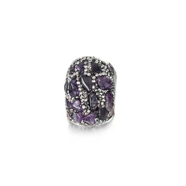 Imagem de NUZUJX Boho Pedra Natural Turquesa Drusa Anéis Abertos Ametista Cristal Ágata Anel Ajustável, pedra preciosa Pedra natural Pedra preciosa, Sem pedra preciosa