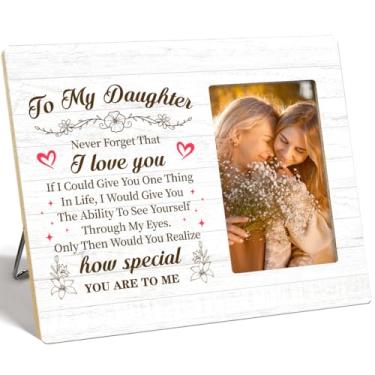Imagem de OTINGQD Porta-retrato para filhas, presente de mãe para filha, presente de aniversário, formatura para filhas, Never Forget That I Love You Daughter