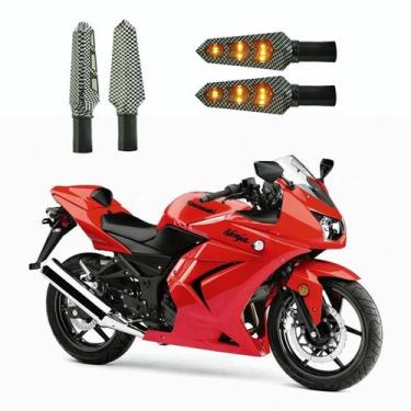 Imagem de KIT 4 Luz Seta Esportiva Pisca Led de Carbono Modelo P03 Moto NINJA EX