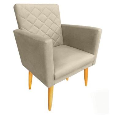 Imagem de Poltrona Decorativa Maitê Suede Bege para leitura - JBF