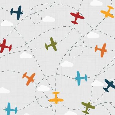 Imagem de Papel de Parede Infantil Aviões 2,70x0,57m - Quartinhos
