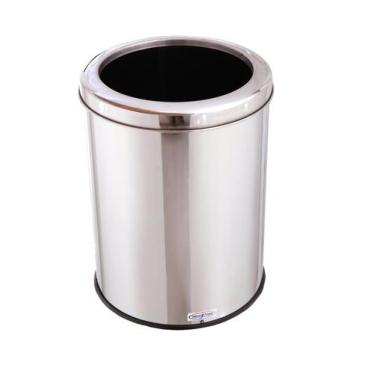 Imagem de Lixeiro Inox 30 Litros Com Aro Cozinha Banheiro Cesto De Lixo - Aldino