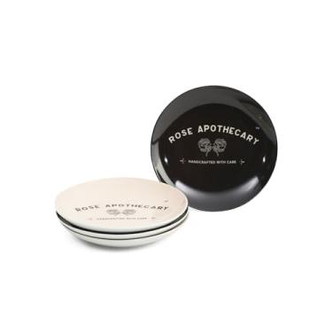 Imagem de Zrike Brands Pratos de aperitivo Schitt's Creek Rose Boticário, conjunto de 4, preto e branco, cerâmica de 15 cm