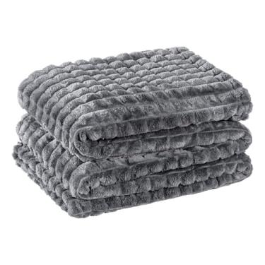 Imagem de Cobertor Queen Willow em Microfibra Flannel, 240 x 220 cm, Alto Relevo, Ultramacio (Gris)