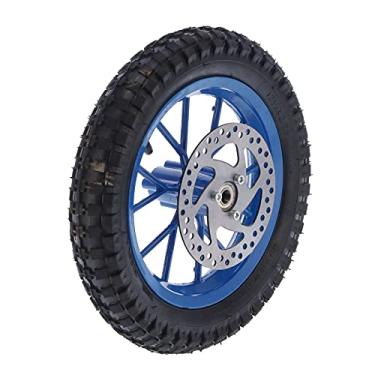 Imagem de Grcfumo Ro dianteira de borracha, Mini Ro dianteira e freio a disco do pneu, Pneu 12.5 2.75in Freio a Disco Sprocket Parafusos para 47cc 49cc 2 Stroke Mini Dirt Bike (C (azul))