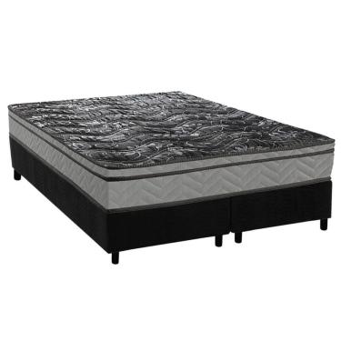 Imagem de Cama Box Queen: Colchão Ortopédico Paropas D28 Conforto Ultra Firme + Base CRC Suede Black (158x198)