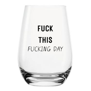 Imagem de YJXIN Taça de vinho engraçada sem haste para mulheres e homens presentes para colegas de trabalho F* THIS F**ING DAY Natal, aniversário, chefe, presente de humor adulto inadequado para amantes de