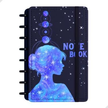 Imagem de Caderno de Discos Caderno inteligente Estampa Galáxia Noturna com elástico removível 80 Folhas (Espaço)