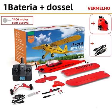 Imagem de Avião RC Sem Escovas Amarelo E Vermelho RTF 24G 3D 6G Controle Remoto 