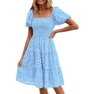 Imagem de Vestido de verão PRETTYGARDEN feminino sem ombros azul XXL