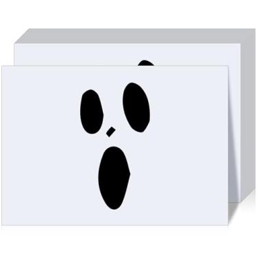 Imagem de Chengu 100 peças de jogo americano de papel de Halloween branco Ghost Boo descartáveis 35,5 x 25,4 cm, tapetes de mesa de festa para cozinha, jantar, casa, artigos de festa de Halloween