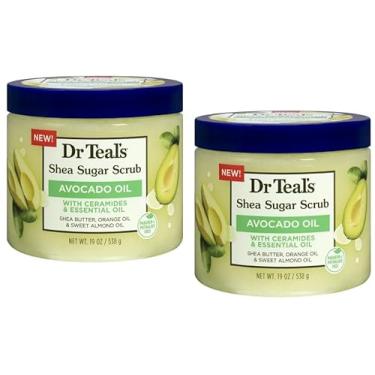 Imagem de KING COMBOS Esfoliante de açúcar de karité, recipiente de 510 g ea, com esfoliante ultra hidratante e esfoliante para cuidados nutritivos essenciais do corpo + código QR Combo King (abacate (2