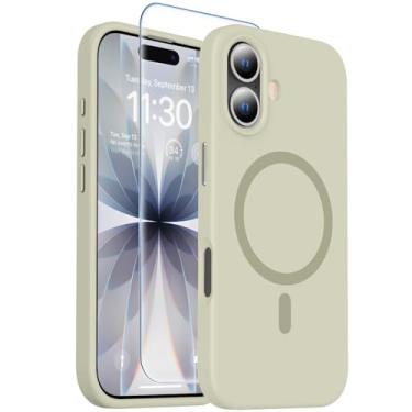 Imagem de toaksi Capa magnética para iPhone 17 [compatível com MagSafe] [forro de microfibra macio antiarranhões], silicone premium com protetor de tela, capa protetora de telefone à prova de choque de 6,3