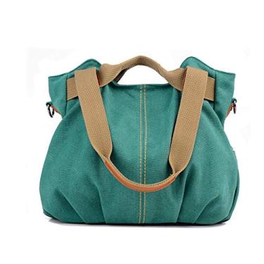 Imagem de Bolsa feminina vintage Hobo Canvas Daily Tote Shoulder Tote Shopper, Verde, free size