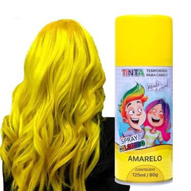 Imagem de Tinta Spray Amarelo Cabelo Maluco Lavável Carnaval Infantil