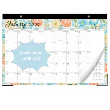 Imagem de Lbylyhxc Calendário de mesa 2026-2027, calendário escolar de 18 meses 2026-2027, janeiro de 2026 a junho de 2027, calendário de mesa grande mensal para professores com protetores de canto 43 x 30 cm