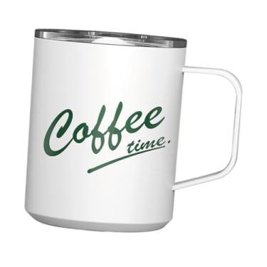 Imagem de menolana Caneca térmica para café, caneca para viagem, térmica para de 430 ml com alça para pescaria, sala de jantar e casa, Branco