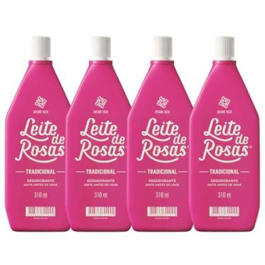 Imagem de KIT 4 DESODORANTE CORPORAL LEITE DE ROSAS 310ML FRAGRANCIA SUAVE FRESCOR IMEDIATO