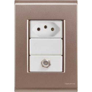 Imagem de Cj Tomadas 10A e TV SAT Coaxial Liz Ouro Velho Tramontina completo pro