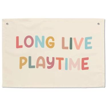 Imagem de Long Live Playtime Meninos Meninas Crianças Crianças Sala de Jogos Quarto Banners Pendurados Decoração Boho Sala de Aula Banner Crianças Criança Infantil Placa de Quarto de Brincar Placas Tapeçaria