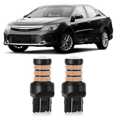 Imagem de MEALAM Lâmpadas piscantes LED amarelo âmbar 7440 T20 7443 7444 compatíveis com Toyota 2010-2020 Camry para luzes de seta dianteiras e Camry 2007-2020 para luzes de seta traseiras, pacote com 2