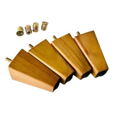 Imagem de Pé Trapézio 12cm Kit 4 Peças + 4 Bucha Americana - Pé Puff Sofá Bicama - Kazza Shop